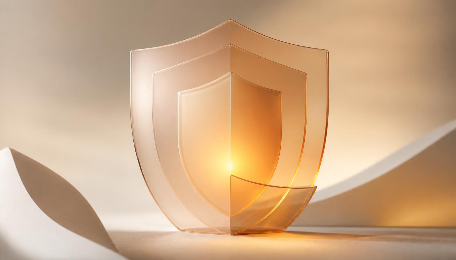 Schutzschild aus warmem Glas als Symbol für Datenschutz